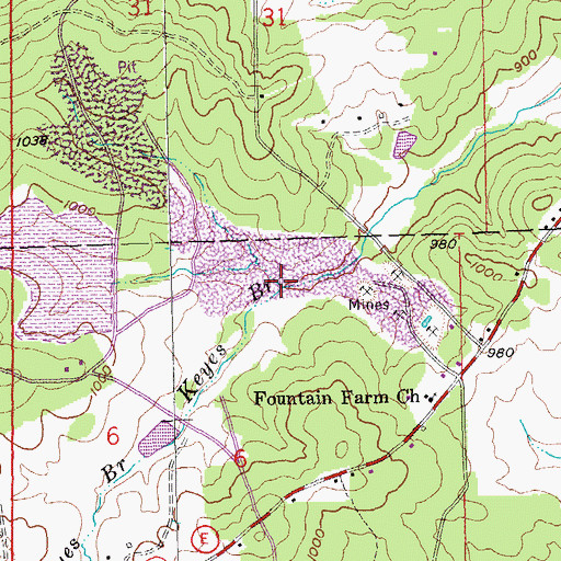 Topographic Map of Keyes Branch, MO