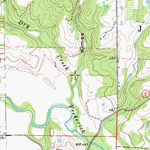 Topographic Map of Kimes Hollow, MO