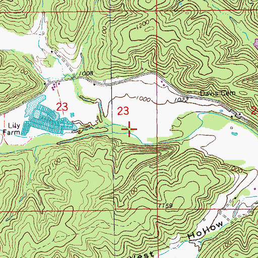 Topographic Map of Kitchel Branch, MO