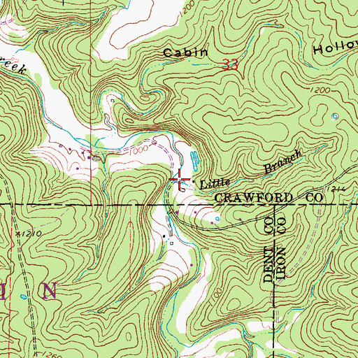 Topographic Map of Little Branch, MO