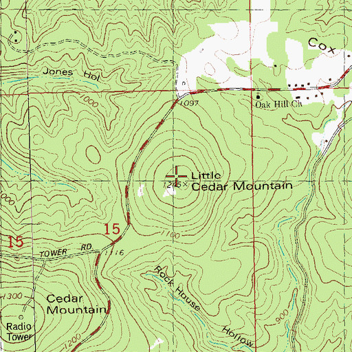 Topographic Map of Little Cedar Mountain, MO