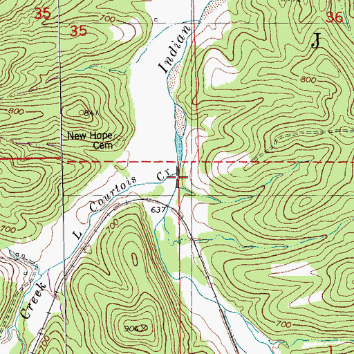 Topographic Map of Little Courtois Creek, MO