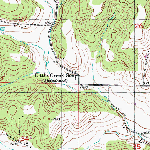 Topographic Map of Little Creek School, MO