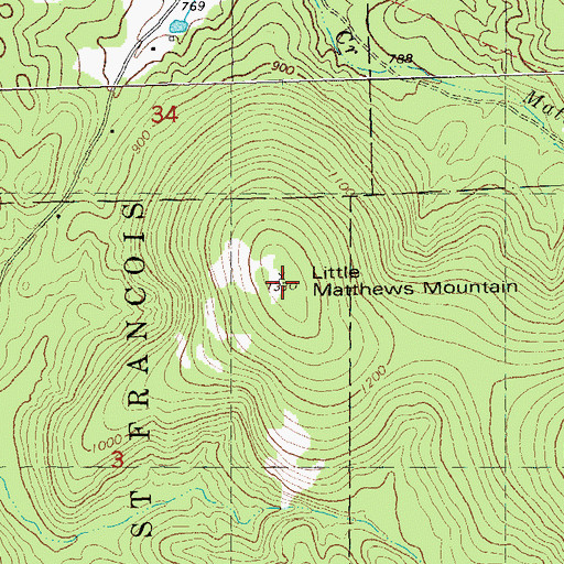 Topographic Map of Little Matthews Mountain, MO