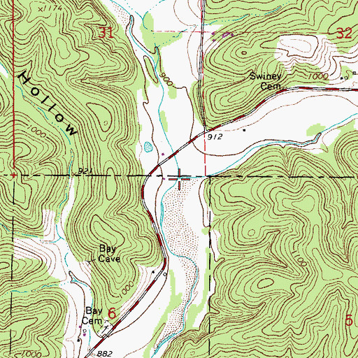 Topographic Map of Little Sinking Creek, MO