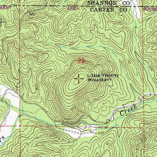 Topographic Map of Little Thorny Mountain, MO