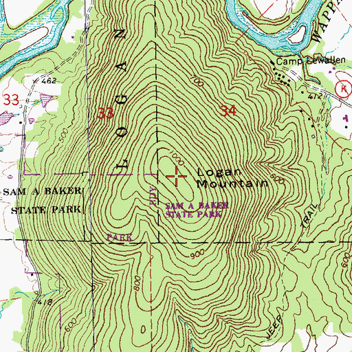 Topographic Map of Logan Mountain, MO