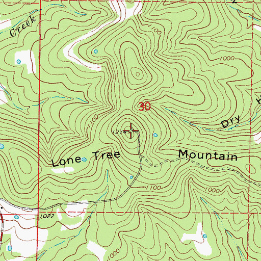 Topographic Map of Lone Tree Mountain, MO