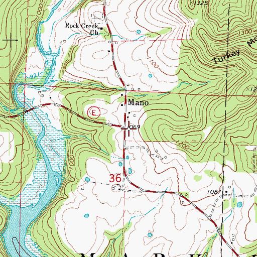 Topographic Map of Mano, MO