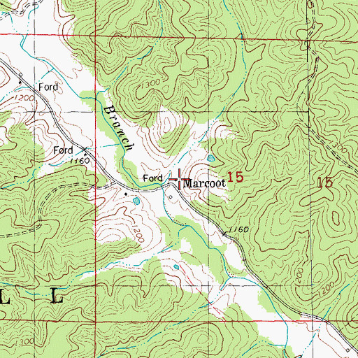 Topographic Map of Marcoot, MO