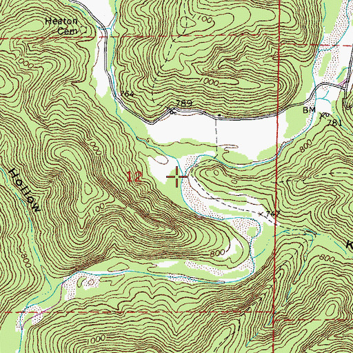 Topographic Map of Mash Creek, MO