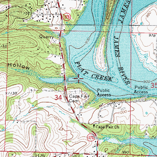 Topographic Map of Mash Hollow, MO