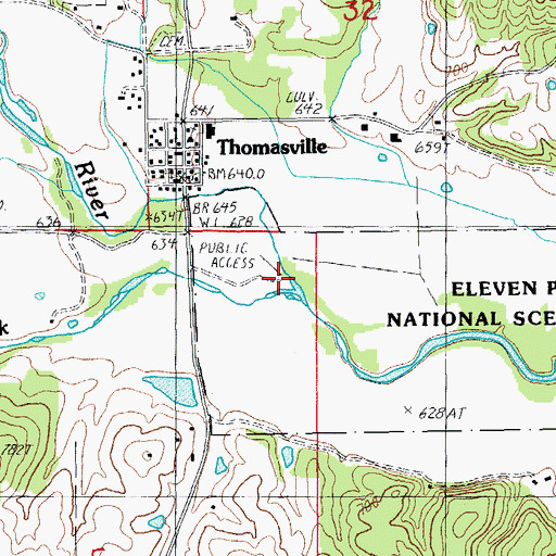 Topographic Map of Middle Fork Eleven Point River, MO