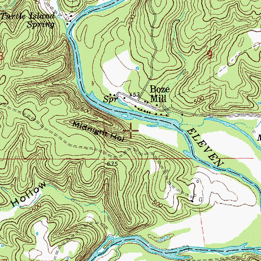 Topographic Map of Midnight Hollow, MO