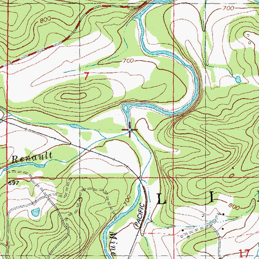 Topographic Map of Mine a Breton Creek, MO