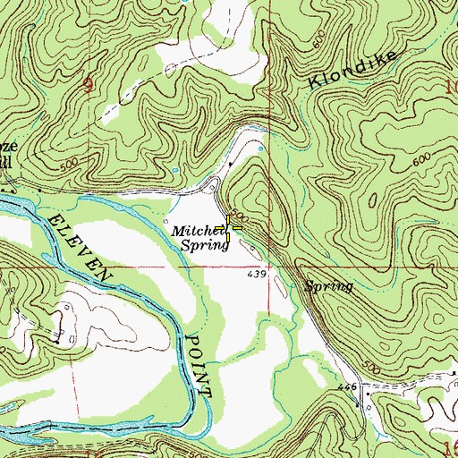 Topographic Map of Mitchell Spring, MO