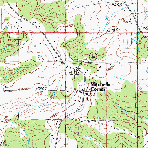 Topographic Map of Mitchells Corner, MO