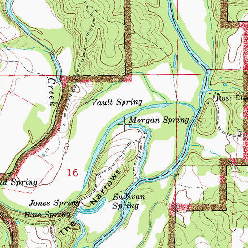 Topographic Map of Morgan Spring, MO