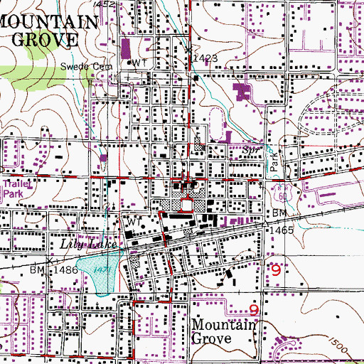 Topographic Map of Mountain Grove, MO