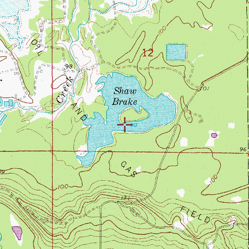 Topographic Map of Shaw Brake, AR