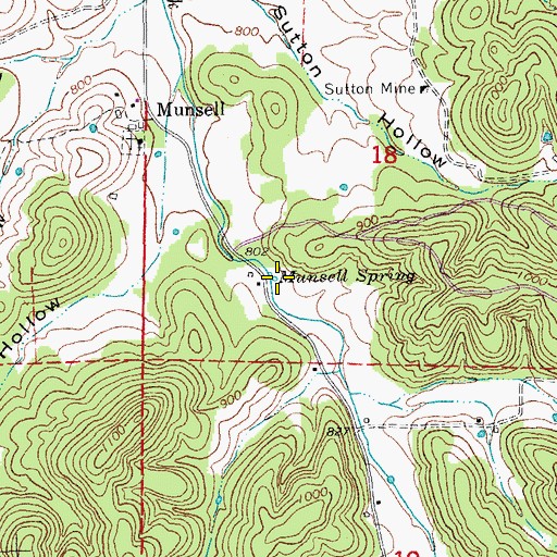 Topographic Map of Munsell Spring, MO