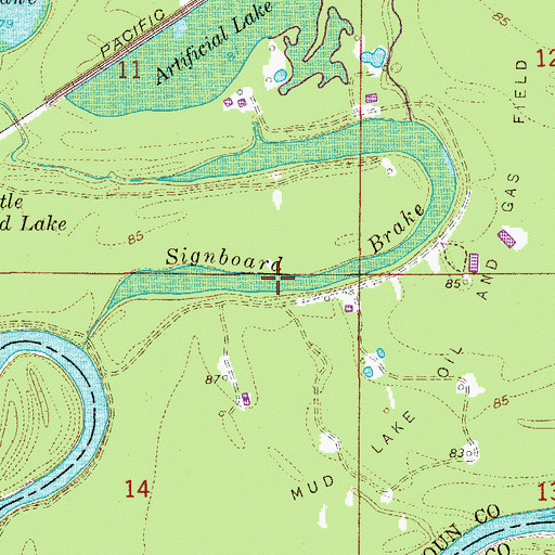 Topographic Map of Signboard Brake, AR