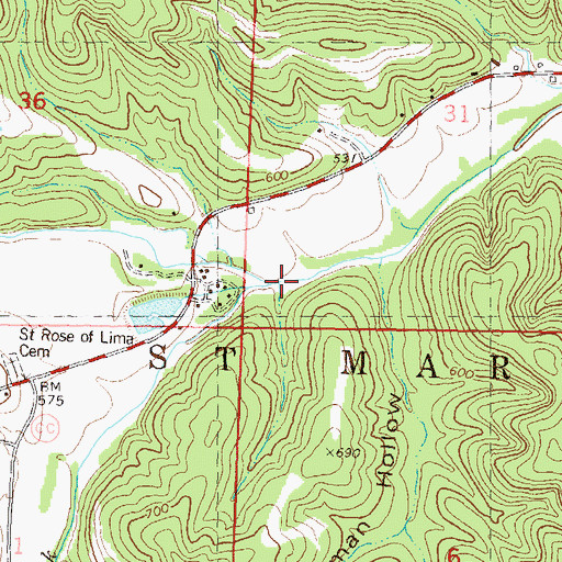 Topographic Map of Nations Creek, MO