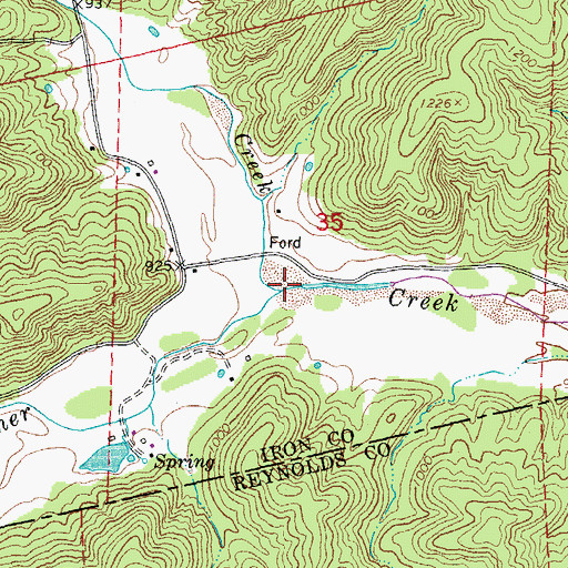 Topographic Map of Neals Creek, MO