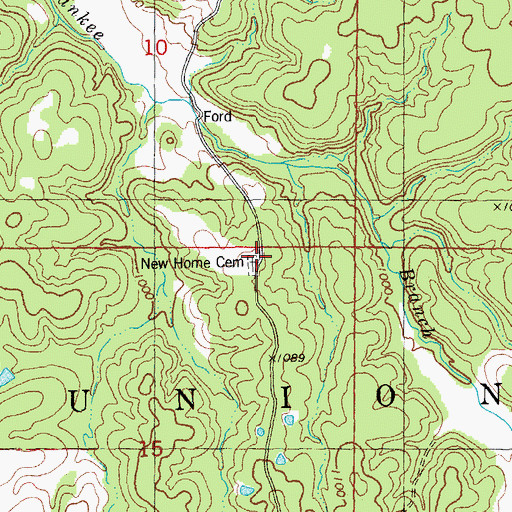 Topographic Map of New Home Cemetery, MO