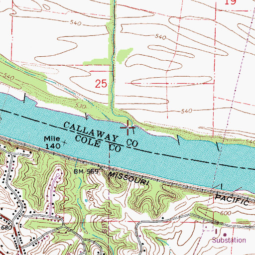 Topographic Map of Niemans Creek, MO