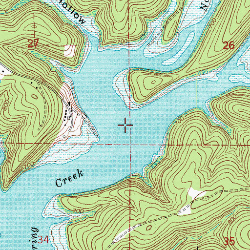 Topographic Map of North Fork Bratten Spring Creek, MO