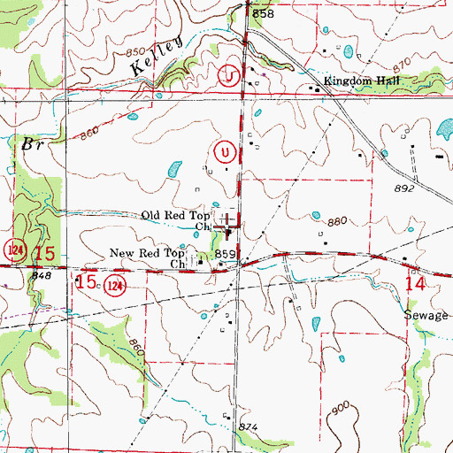 Topographic Map of Old Red Top Church, MO