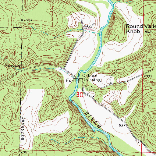 Topographic Map of Osborn Crossing, MO