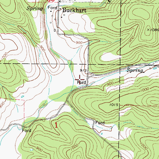 Topographic Map of Pedro Hollow, MO