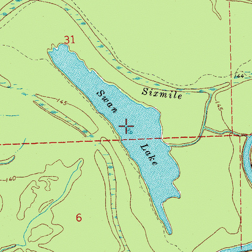 Topographic Map of Swan Lake, AR