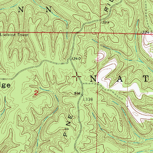 Topographic Map of Pine Ridge, MO