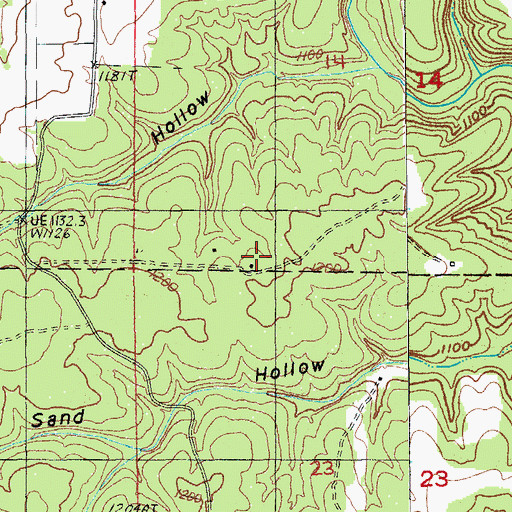 Topographic Map of Pine Ridge School (historical), MO