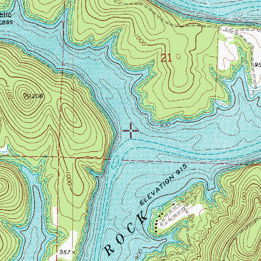 Topographic Map of Piney Creek, MO
