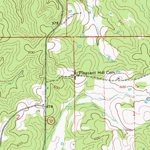 Topographic Map of Pleasant Hill Cemetery, MO