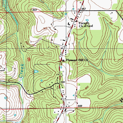 Topographic Map of Pleasant Hill Church, MO