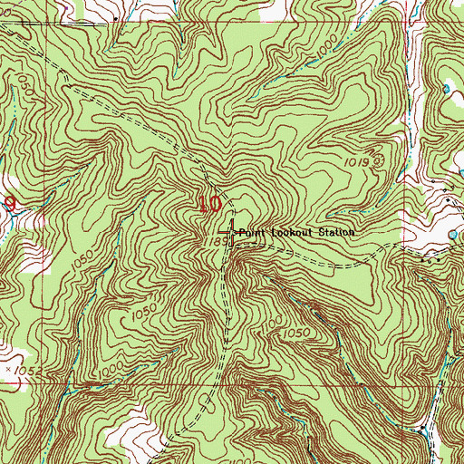Topographic Map of Point Lookout Station, MO