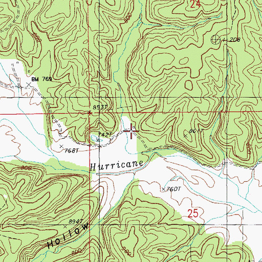 Topographic Map of Pond Hollow School, MO