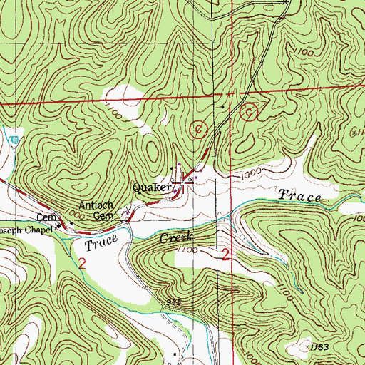 Topographic Map of Quaker, MO