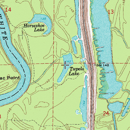 Topographic Map of Tupelo Lake, AR