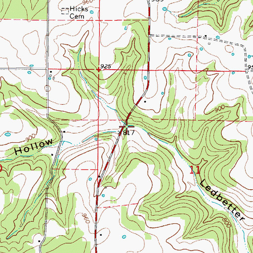 Topographic Map of Rail Hollow, MO