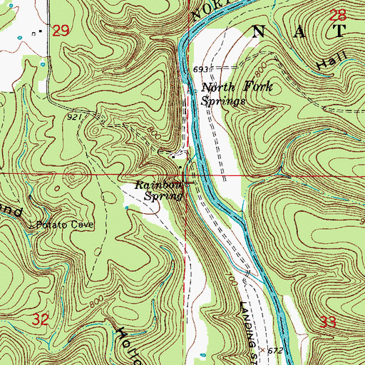 Topographic Map of Rainbow Spring, MO