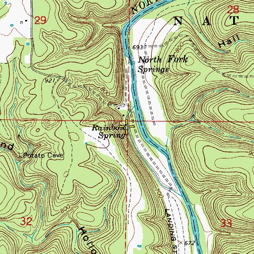 Topographic Map of Rainbow Spring, MO