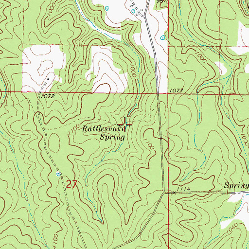 Topographic Map of Rattlesnake Spring, MO
