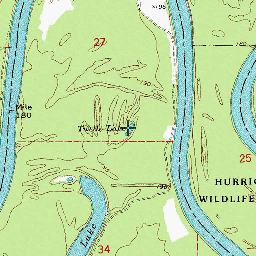 Topographic Map of Turtle Lake, AR