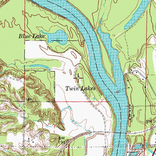 Topographic Map of Twin Lakes, AR